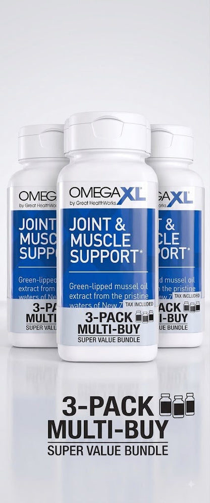 Pack of 3 OmegaXL Joint Support Supplement, for Relief - Natural Muscle Support 300 Soft
