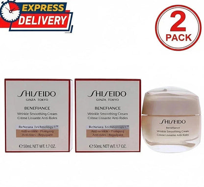 Shiseido Benefiance Wrinkle Smoothing Cream 1.7oz -50ml Sealed (2 Pack ) NIB